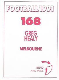 1991 Select AFL Stickers #168 Greg Healy Back